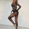 Μαύρο ανοιγόμενο καλσόν από τούλι χωρίς καβάλο (χωρίς σετ εσωρούχων)