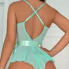 Μπλε λιμνοθάλασσα lingerie bodysuit από δαντέλα και τούλι με φιογκάκι με παπιγιόν
